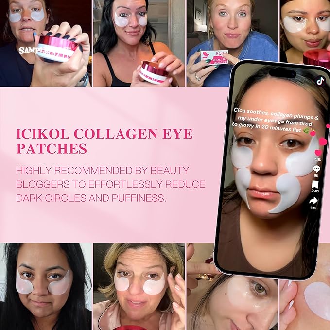 Under Eye Patches with Centella Collagen for Puffy Eyes and Dark Circles, Hydrogel Eye Patch with Hyaluronic Acid for Hydrating, Wrinkles, Women Travel Essentials & Self Skin Care Gifts 60PCS