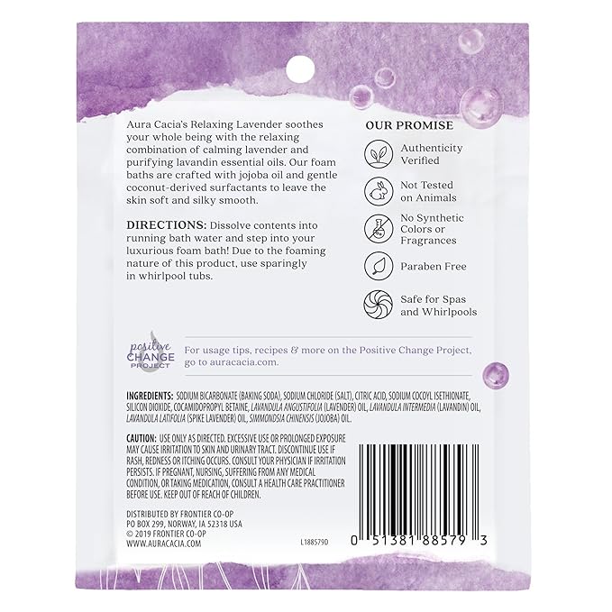 Aura Cacia Aromatherapy Foam Bath, Relaxing Lavender, 2.5 Ounce Packet (Pack of 3)