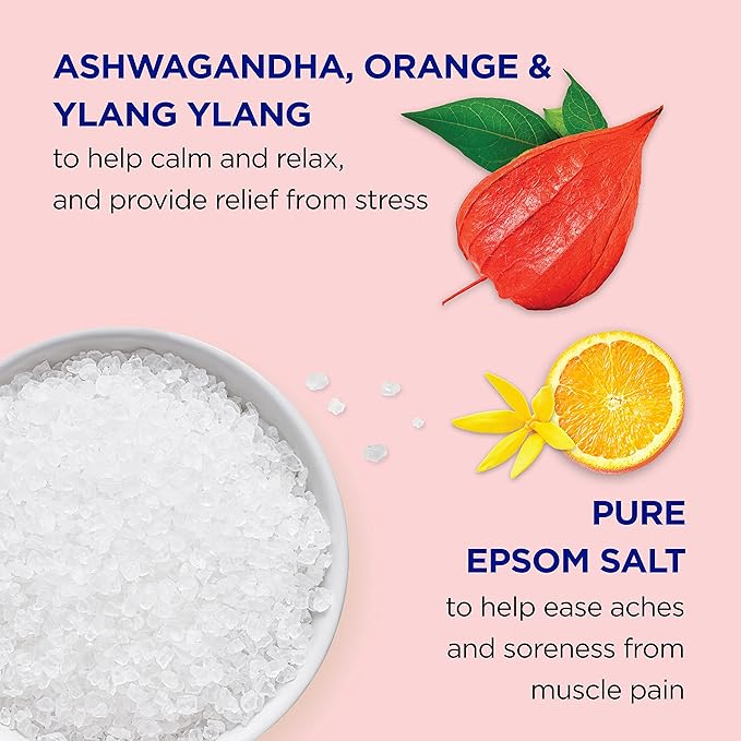 Dr Teal's Foaming Bath with Pure Epsom Salt, Ashwagandha, 34 fl oz (Pack of 4)