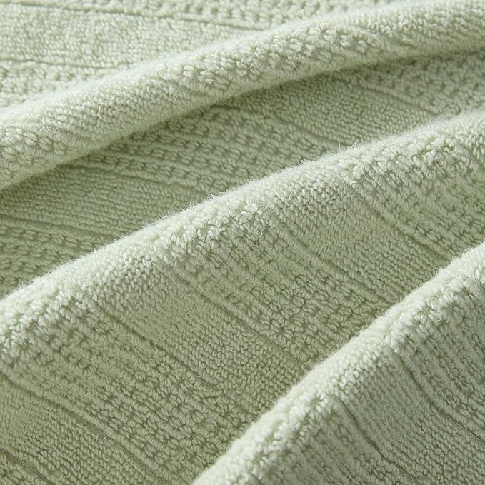 Martha Stewart - Bath Towels, Soft & Absorbent 100% Cotton Towels, Solid 500 GSM, 6-Piece Bathroom Towel Set with Textured Weave (Bedford Cottage Green)