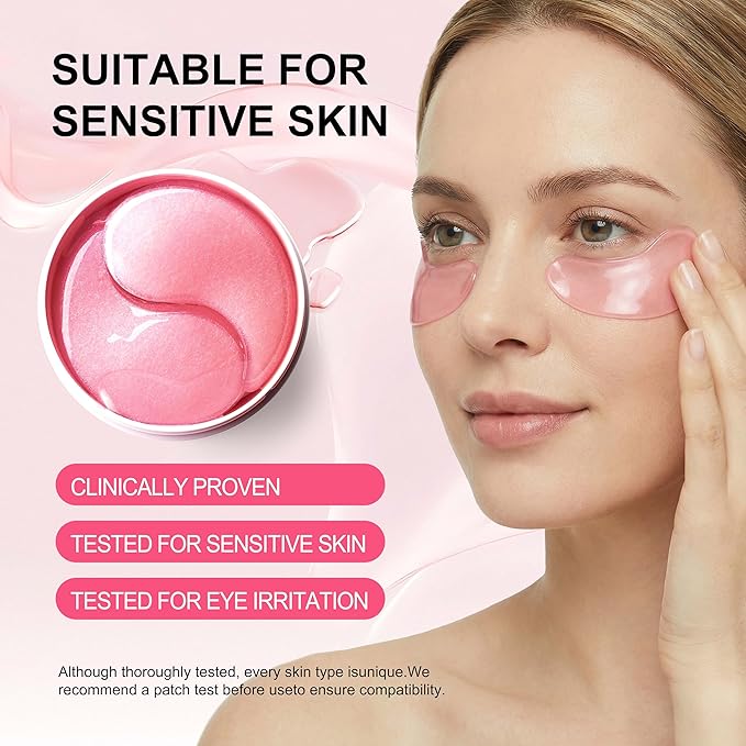 60 PCS Peptides Collagen Hydrogel Eye Patch | Gel Eye Patches for the appearance of Dark Circles, Undereye Bags | Firming, Age-Defying Care with Retinol, Collagen | Korean Skin Care
