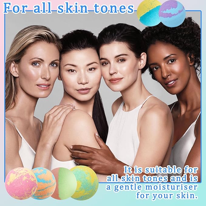 6PCS Bath Bombs Gift Set,Rainbow Bubble Spa Bath Bomb for Her Him Wife Girlfriend Women Relaxing