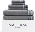 Nautica - Bath Towels, 100% Soft & Absorbent Fluffy Cotton, Highly Absorbent & Quick Dry, Cotton Bathroom Towels (Signature Grey, 6 Piece)