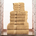 Superior Egyptian Cotton Pile 10 Piece Towel Set, Includes 2 Bath, 4 Hand, 4 Face Towels/ Washcloths, Ultra Soft Luxury Towels, Thick Plush Essentials, Guest Bath, Spa, Hotel Bathroom, Toast