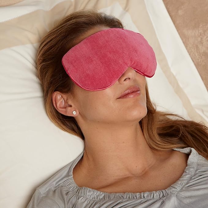 Bed Buddy Aromatherapy Eye Mask with Warm and Cold Therapy for Stress Relief - Microwave-Safe Eye Pillow & Sleep Mask, Pink, Lavender & Rose Scented