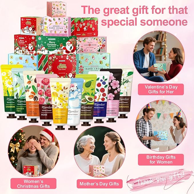 10 Pack Hand Cream Gift Set, Mothers Day Gifts,Moisturizing Hand Lotion Travel Size for Dry Hands, Gifts for Women&Teen Girls, Teacher Appreciation Gifts, Nurses Week Gifts, Mini Bulk Gifts