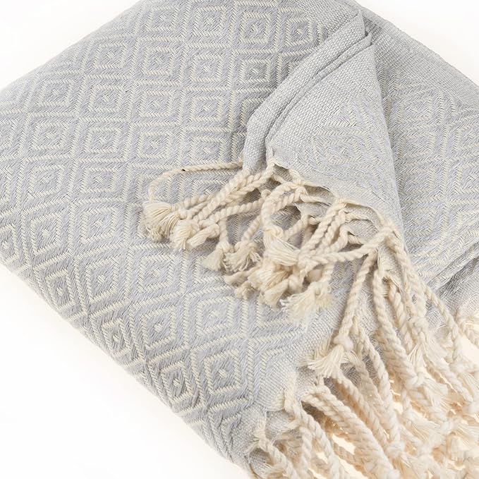 Personalized embroidered Beach Towel | Throw Blanket, Easy to Carry, Sand Free, Highly Absorbent, Quick Dry, Turkish Towels for Camping Bath Sauna Beach Gym Pool Yoga SPA by Lahammam, Malta, Gray