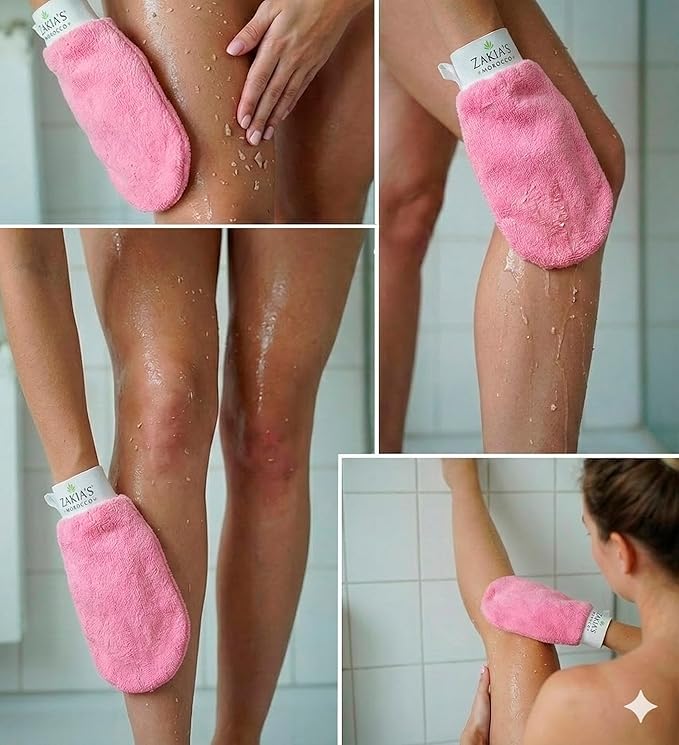 Original Kessa Exfoliating Glove -Value Pack (2pcs) -Pink -Microdermabrasion At Home Exfoliating Mitts, Removes unwanted dead skin, dirt and grime and Keratosis Pilaris. Great for spray tan removal