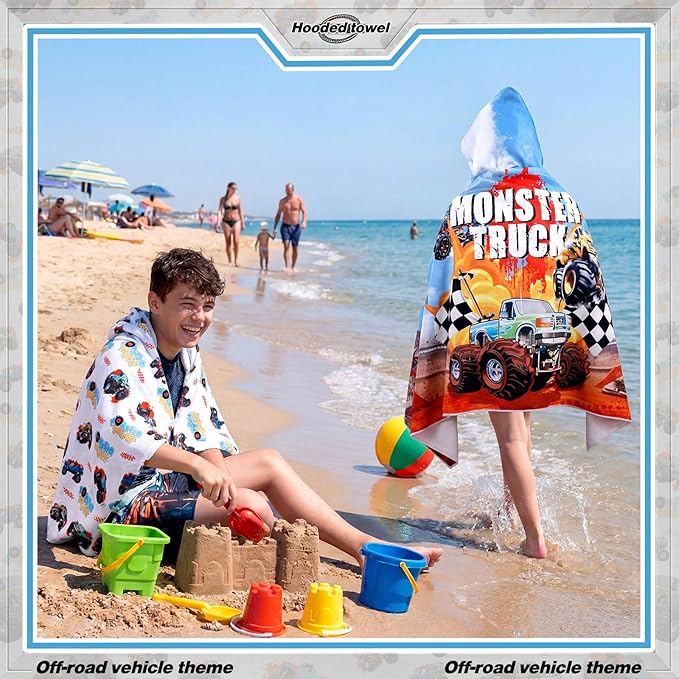 Peryiter 2 Pcs Truck Beach Towel Quick Dry Towels Swimming Bath Shower Pool Travel Trips Vacations Absorbent Soft Beach Blanket, 50 x 30 Inches