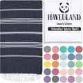 HAVLULAND Turkish Beach Towels, Oversized 40"x72" Turkish Bath Towel, Highly Absorbent Quick Dry Sand Free Beach Towels for Beach Pool Spa Gym Yoga Travel Camping Picnic Blanket - Navy