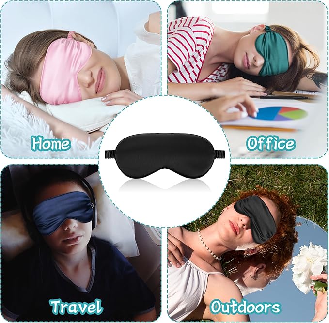 Silk Sleep Masks, 6 Pack Eye Masks for Sleep, Soft Satin Eye Cover with Elastic Strap for Sleeping, Blindfold Eye Cover for Sleepover Stuff Travel Nap Women Men Gifts