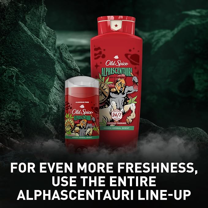 Old Spice Cleansing Body Wash for Men, 3X Defense, 24/7 Shower Fresh with Lasting Scent, 2-in-1 Body & Face Wash, Alphascentauri with Green Herbal Scent, 24 oz (Pack of 4)