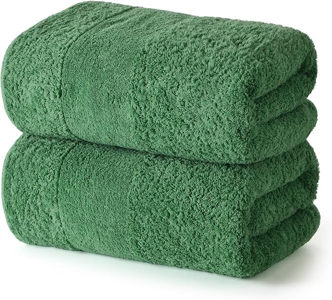 REDKISS Towels 2 Pack Luxury Extra Large Bath Towels Set 30 x 58 Inches – 100% Cotton, Ultra Soft Highly Absorbent & Quick Dry Towels for Bathroom, Gym, Hotel, Spa, Forest Green
