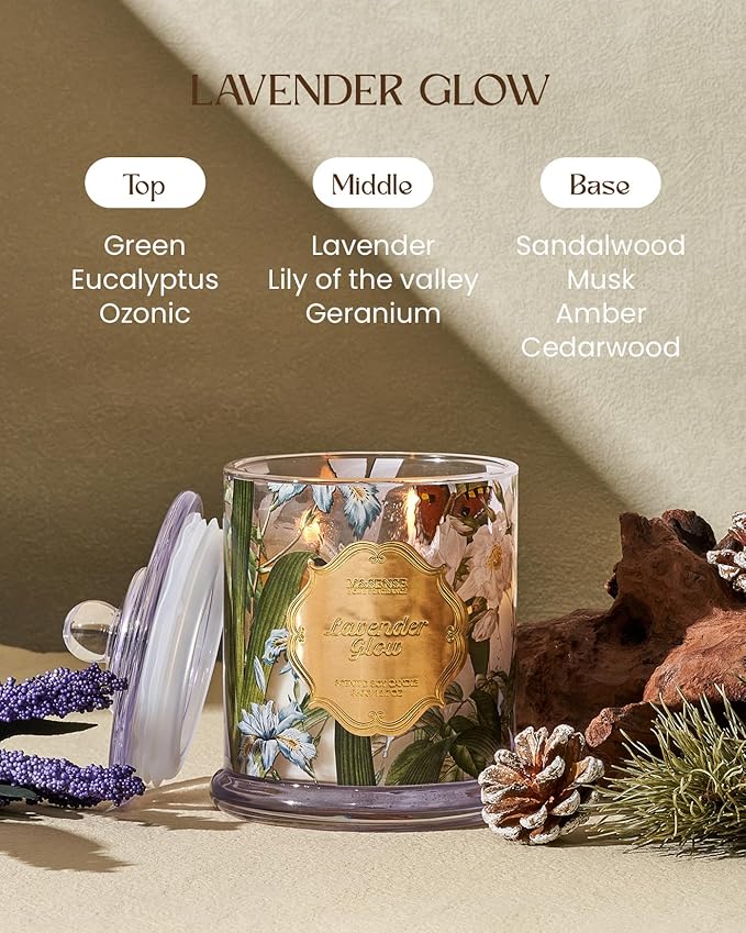 M&SENSE Lavender Scented Soy Candle for Home, 2-Wick 12.7oz 75H Long Lasting Slow Burning, Relaxing Aromatherapy, Mother's Day Self Care Gifts