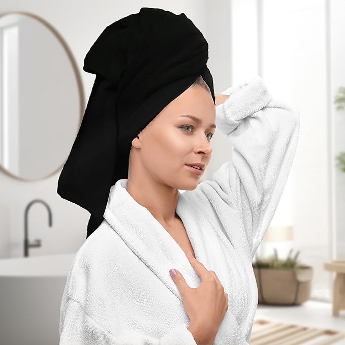 Avalon Towels Black Bath Towels Set of 4 pcs (27x54 inches), 100% Cotton Towel Absorbent and Quick Dry Black Towels for Bathroom, Super Soft and Perfect for Daily Use