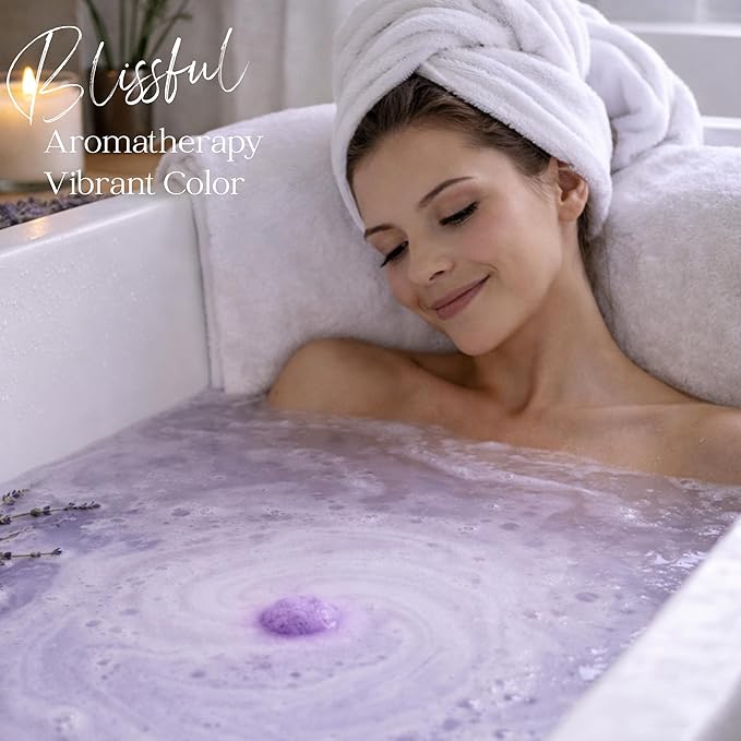 EvolutionUSA 3 Lavender Dreams Bath Bombs for Women – Organic Flower Bath Bombs, Soft Lavender Bath Fizzers, Womens Bath Gift Valentines or Easter, Lush Bath for Girls, Mothers Day Bathbombs