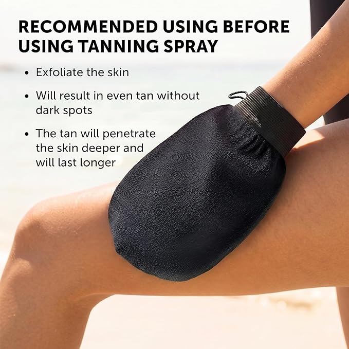Valitic Exfoliating Glove Body Scrubber - Exfoliating Mitt Dead Skin Remover, Shower Face and Body Exfoliator - Korean Style Skin Scrubber Washcloth - Spray and Self Tan Remover, 1 Black