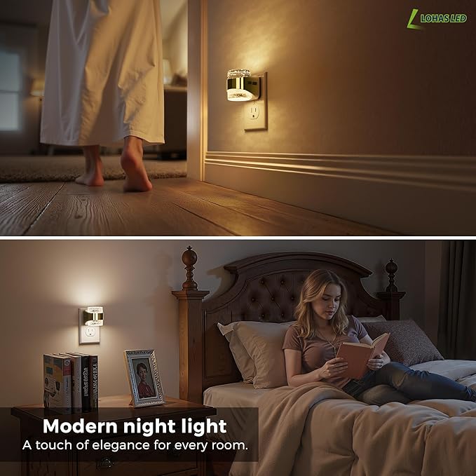 L LOHAS LED 2 Pack 3CCT Night Lights Plug into Wall, 3000K/4000k/5000K Adjustable Color Temperature Night Light,Bubble Nightlight with Dusk to Dawn Sensor for Rooms Bathroom Hallway