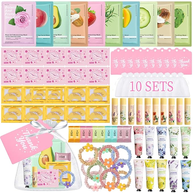 90PCS Spa Party Supplies for Women & Girls, Spa Party Favors Include Face Masks, Hand Cream, Lip Balm, Under Eye Patches, Lip Mask, Spa Birthday Sleepover Party Supplies, Teacher Appreciation Gifts