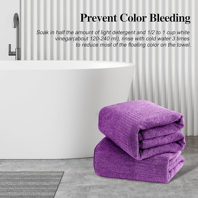 SEISSO Bath Towels, Extra Absorbent & Quick Drying Lightweight Fiber Towels, Premium Big Soft Bath Towel for Fitness, Spa, Sports Towels, Yoga Towel, Dark Purple(2 Pack)
