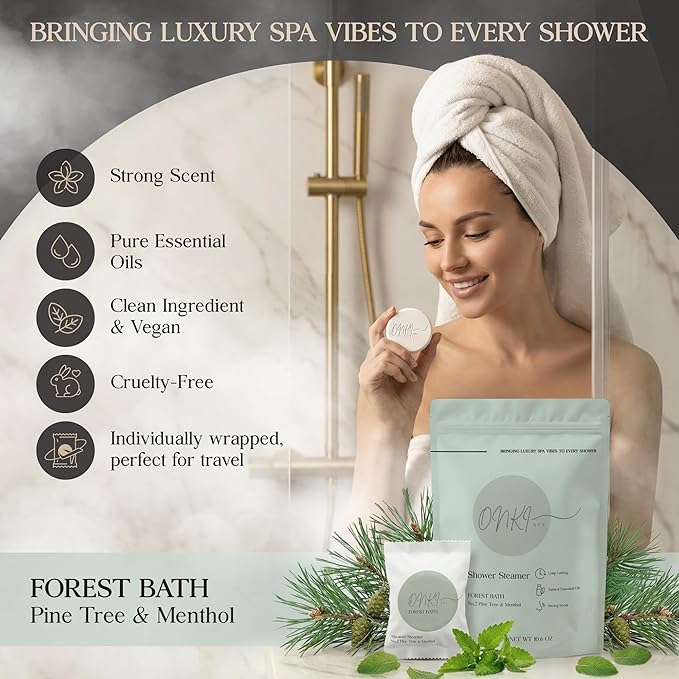 Shower Steamers Aromatherapy 6 Pack – Relaxation, Self Care, Stress Relief, Spa Gifts for Women & Men (Pine Tree & Menthol) Mother’s Day Gifts for Mom, Wife from Husband, Grandma, Daughter and Sister