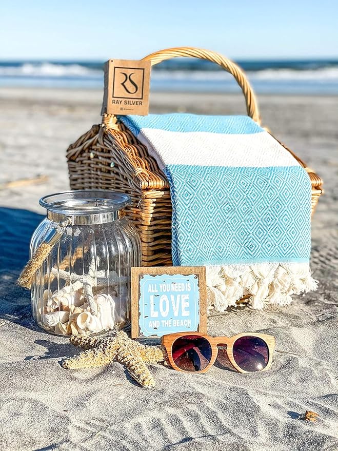 Turkish Beach Towel Oversized Clearance XL 40x71- Sand Free - 100% Cotton Soft Quick Dry - Extra Large Blanket Travel and Pool Towels for Adults- Cloud Sandproof, Beach Essentials for Women