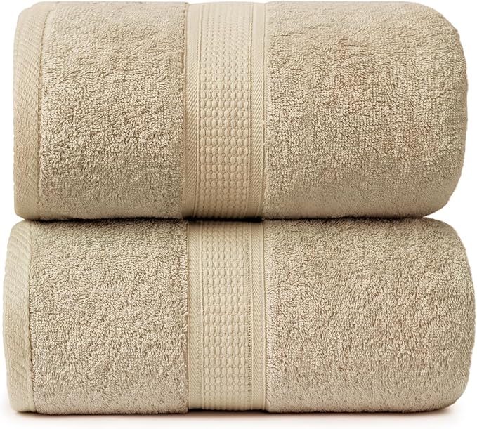 Ariv Premium Jumbo Bath Towels Pack of 2, Beach Towel, Extra-Large Bath Sheets, 100% Cotton, Super Soft, Highly Absorbent, Quick Dry, Durable, Great Value & Quality, Perfect for Home & Bathroom- Linen
