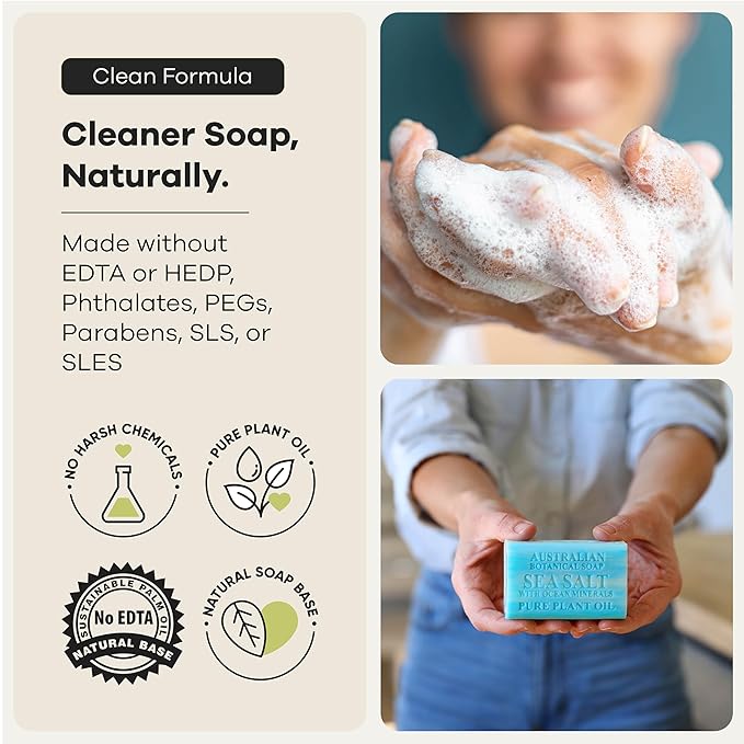 Australian Botanical Soap Variety Pack Includes 4 Valencia Orange and 4 Sea Salt Soap for Face, Hands and Body, Enriched with Shea Butter, Ocean Minerals and Vitamin C