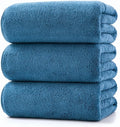 Lumimi Towels 3 Piece Very Soft Microfiber Bath Sheet Towel Set Super Absorbent Light Quick Dry and Durable, 55" L x 27" W, 3 Pack Blue