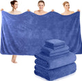 Peryiter Oversized Bath Towels Set of 6 for Adults 40x80 Inches Extra Large Bath Towel Sets Bathroom Sheets Jumbo Shower Towels Quick Dry Absorbent Soft Microfiber for Adults (Dark Blue)