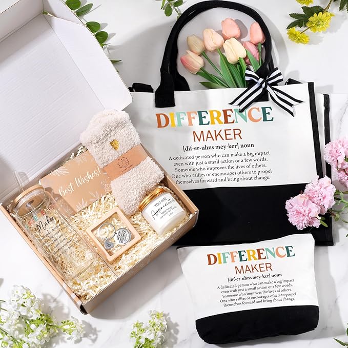 iAOVUEBY Thank You Gifts for Women, Employee Appreciation Gifts for Coworkers Employees Teachers Nurses, Farewell Retirement Thank You Gift Box, Canvas Tote Bag Tumbler Appreciation Gift Baskets