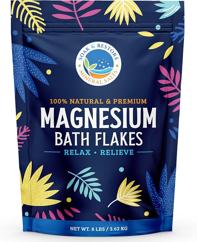 Soak & Restore Mineral Salts - Magnesium Bath Flakes – Pure Magnesium Chloride for Soaking and Whole-Body Replenishment (8 lbs)