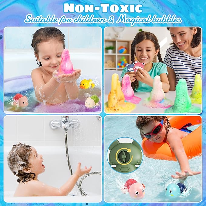 8pcs Purely Handmade Kids Rainbow Interactive Bath Bombs Kids Potions丨Organic Colorful Bubble Bath for Kid Safe, Best Birthday, Party, Easter Bath Bombs Gift Set for Girls and Boys(8-Pack)