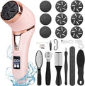 Electric Callus Remover for Feet (with Dander Vacuum Cleaner), Rechargeable Foot Callus Remover Pedicure Tools Foot File, Professional Foot Care Kit Deadskin Remover with 9Heads&2Speed,LCD Display