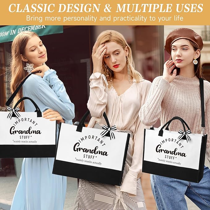 iAOVUEBY Mothers Day Gifts for Grandma, Birthday Gifts for Grandma, 16 Oz Glass Cup Tote Bag Makeup Bag Gift Basket from Granddaughter Grandson, Christmas Thanksgiving Ideas for Grandmother