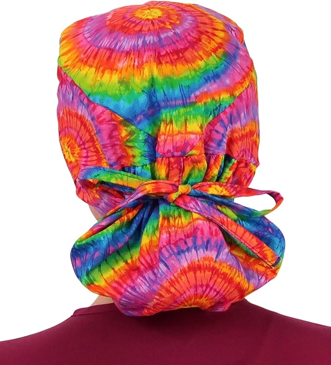 Sparkling EARTH Big Hair Ponytail Classic Surgical Style Scrub Working Cap - Made in The USA!!!