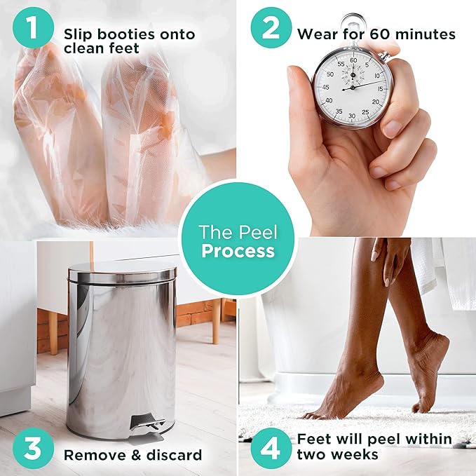 DERMORA Foot Peel Mask | Skin Exfoliating Foot Masks for Dry, Cracked Feet & Callus Removal | Dead Skin Exfoliator for Baby Soft Feet | Pack of 4 | Regular (Fits up to Men 10 / Women 11) | Original