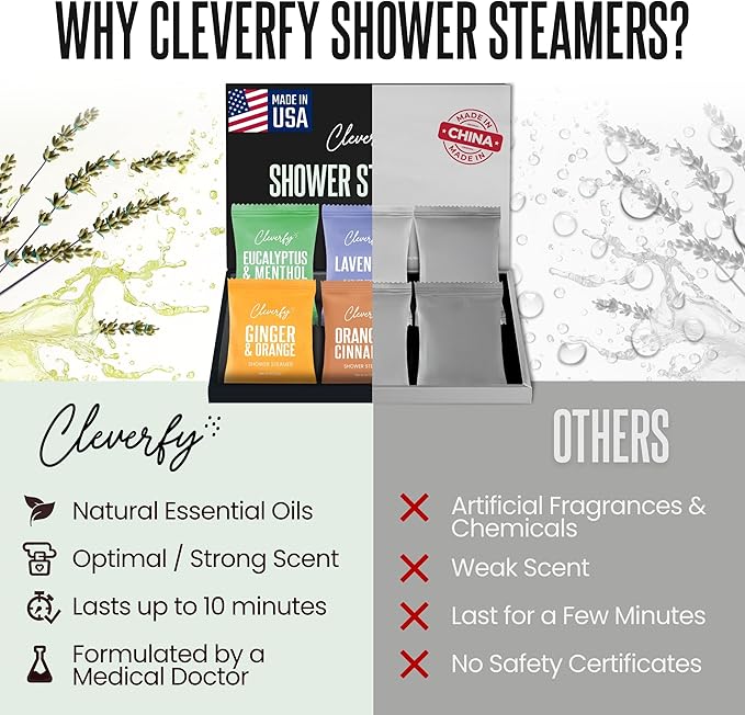 Cleverfy Shower Steamers Aromatherapy - Mothers Day Gifts for Mom, Wife from Husband, Grandma, Daughter and Sister - Birthday Gifts for Women, Mom, Teens, Girlfriend and Her - 6 Tablets