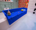 Tub Topper® Bathtub Splash Guard & Bath Shelf for Kids – Toddler Bath Tray, Bath Toys Storage & Ledge Organizer – Splash Guard for Bathtub with Suction Cups – Kids Bathroom Accessories (Blue)
