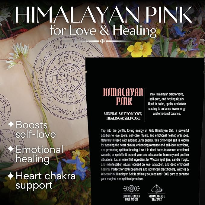 Pink Himalayan Salt for Love, Self-care, and Healing Rituals – Himalayan Pink Salt Ideal for Baths, Spells, and Circle Casting – 5 Oz Bag, Witches & Wiccan