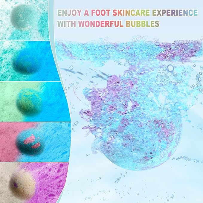 HOSPAN Organic Foot Bath Bombs Gift Set, 12 Essential Oil Rich Foot Soak for Mom and Dad, Handmade Foot Spa Bomb with Wonderful Bubbles, Great for Soothes Sore Tired Feet, Dry Feet Moisturize