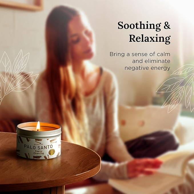 Magnificent 101 Long Lasting Palo Santo Smudge Candle | 6 Oz - 35-Hour Burn | Essential Oils, 100% Natural Ingredients | Smoke Free, Petroleum Free Candle to Cleanse Your Home