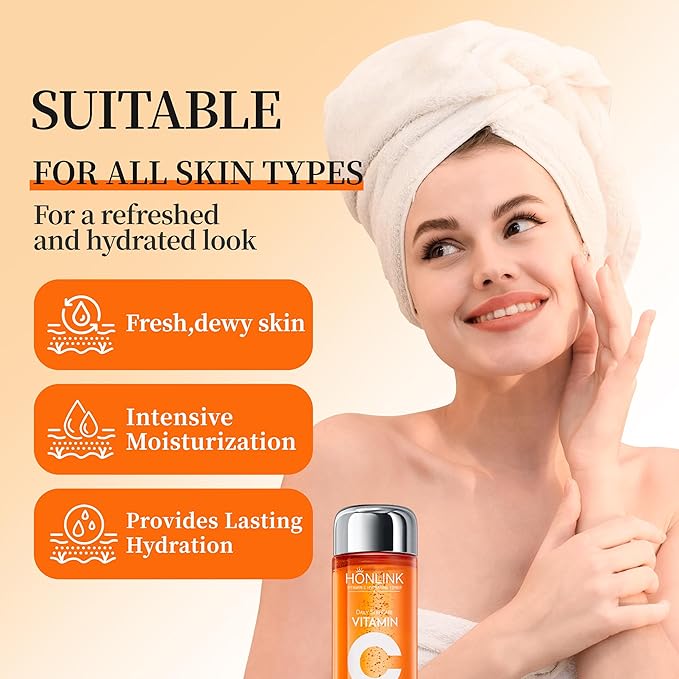 Vitamin C Face Toner 130ml, HONLINK 5X Vitamin C Complex with Niacinamide & Hyaluronic Acid, Hydrating & Balancing Toner for Daily Skincare, Valentine’s Day Gift for Her