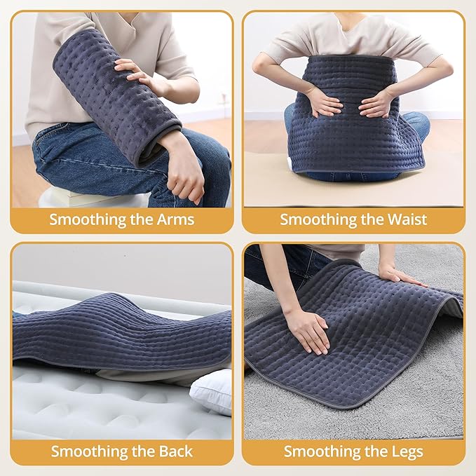 Heating Pad for Back Pain Relief, 17" X 33" XXX-Large Heating Pads for Cramps,Electric Heating Pad XL with 6 Settings,Moist Dry Heat Options,Auto-Off,Machine Washable, Mothers Day Gifts, Purple Gray
