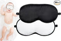 Mulberry Silk Sleep Mask with Adjustable Strap for Kids,Cute Sleeping Eye Mask for Newborns, 2 Packs Black&White