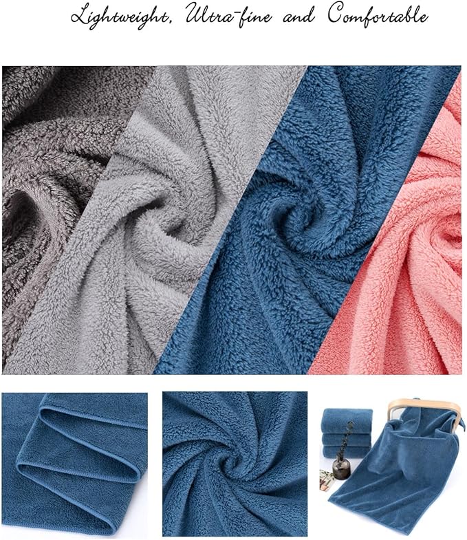 Lumimi Towels 6 Piece Soft Microfiber Bath Towel Set Salon Gym Yoga Travel Incredibly Absorbent Lightweight Quick Dry and Durable, 55" L x 27" W, Mega 6 Pack Blue