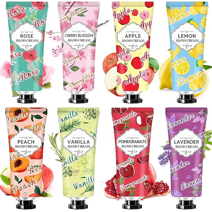 8 Pack Hand Cream Gift Set,Mothers Day Gifts for Mom,Teacher Appreciation Gifts,Nurses Week Gifts,Birthday Gifts for Women,Teen Girls,Natural Plant Fragrance Travel Size Lotion for Dry Cracked Hands