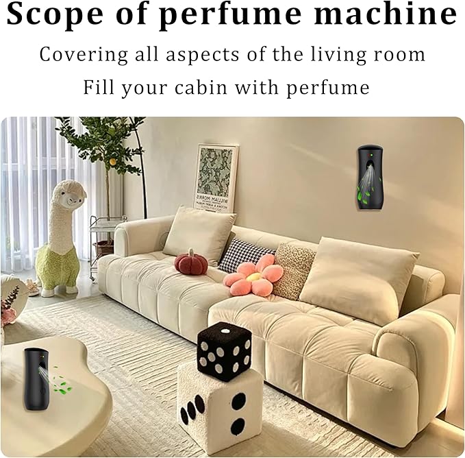 Automatic Air Freshener Spray Dispenser (4-Pack), Free Standing or Wall Mounted Adjustable Aromatherapy Machines for Home, Indoor, Bathrooms, Offices, Hotels and Commercial Places (Black, 001)