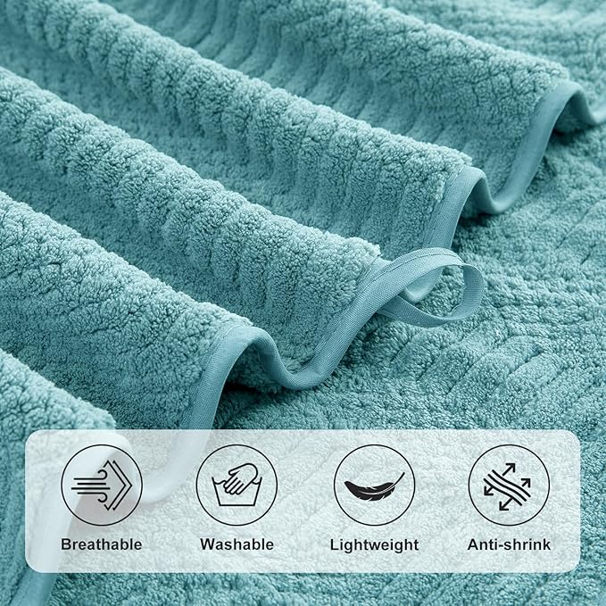 Ycosy 4 Pack Extra Large Microfiber Bath Towels Set,35x70 inches,600GSM,Less Lint Highly Absorbent Super Soft & Quick Dry,Oversized Bath Towels,Perfect for Bathroom Gym Pool,Turquoise
