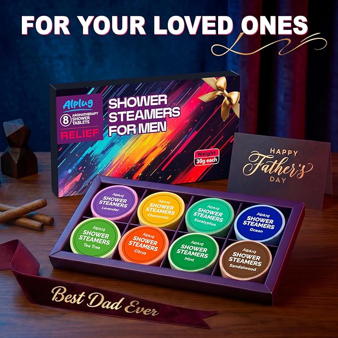 Shower Steamers for Men 8 Pack - Gifts for Men, Shower Bombs Aromatherapy with Essential Oils, Fathers Gifts for Husband Dad, Mens Gifts Ideas, Gifts for Mens Who Have Everything